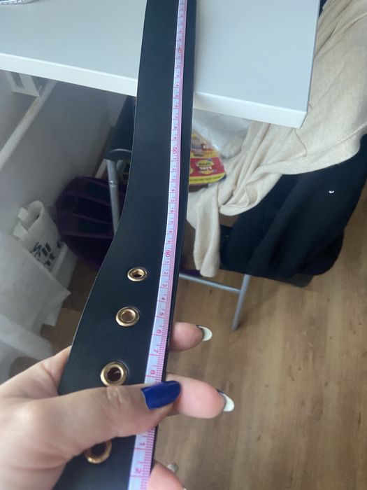 Колан тип Dior, черен със златиста катарама