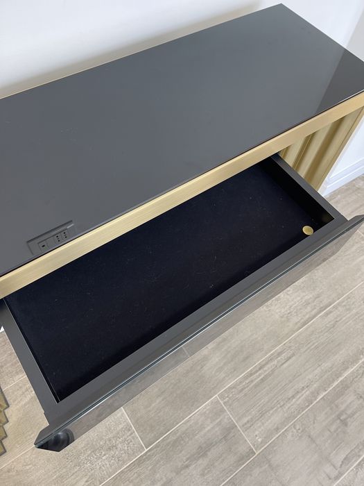 Consola piesa unicat cu sertar din sticla, alama 100%