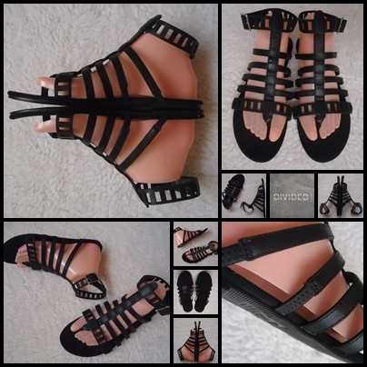 Sandale romane barete piele dama cizme scurte gladiator femei 6 curele