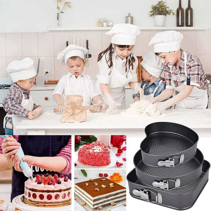 Комплект от 3 тави за печене на кекс или блат за торти с подвижно дъно