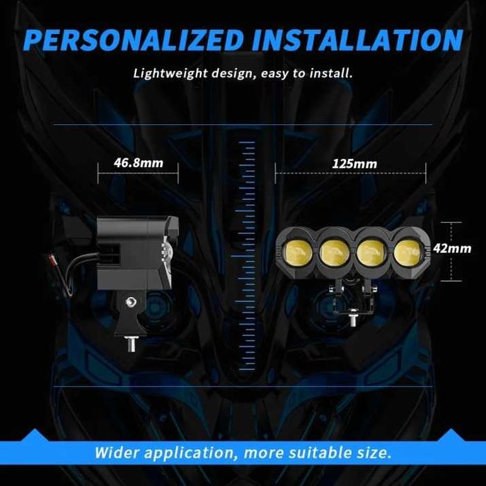 Универсален 4 LED Диоден фар къси дълги и халоген за мотори ATV Джип