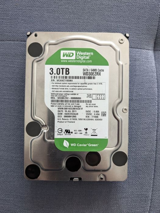 Твърд диск WD Green 3TB 3.5" SATA III – Healthy 100% Good