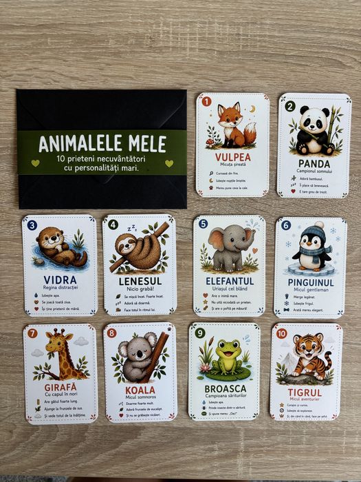 Set 10 cartonase animale pentru copii