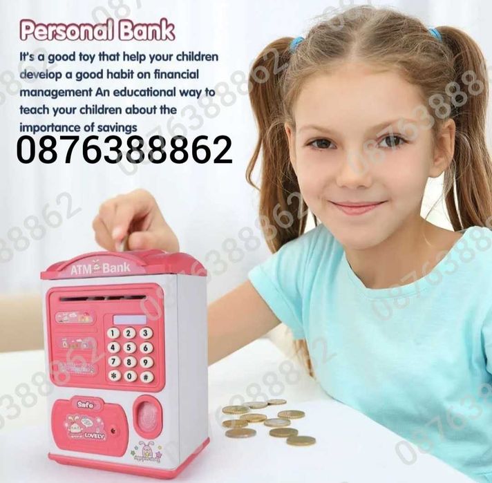 ПРОМО! Детска Касичка Сейф за Банкноти Монети Парола Пръстов Отпечатък