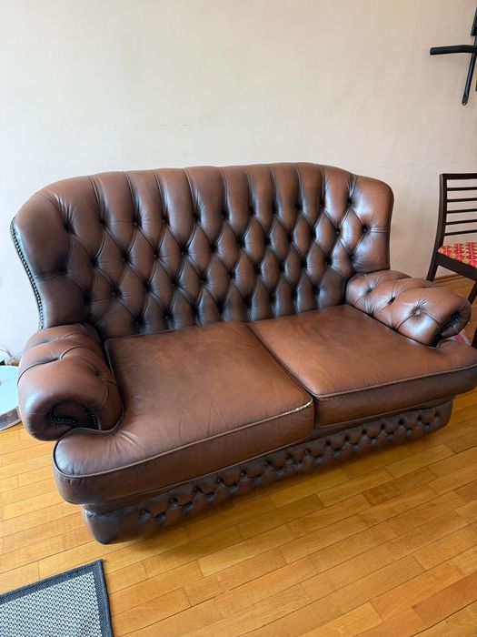 Винтидж кожен диван от истинска кожа