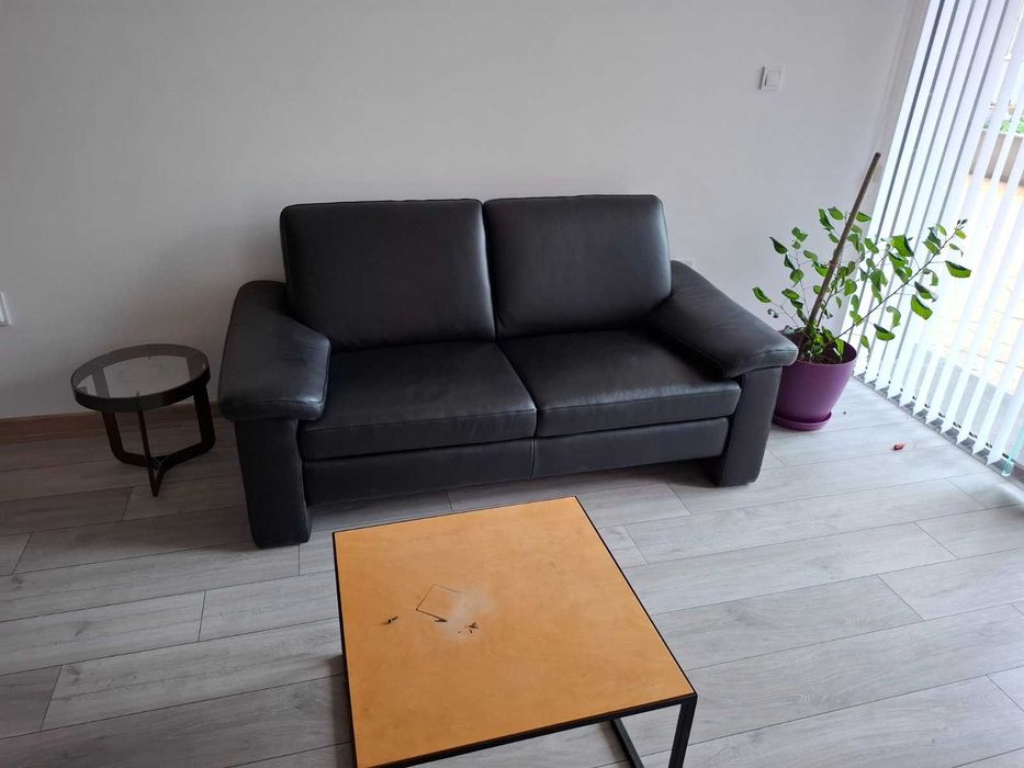 Диван - естествена кожа, черен