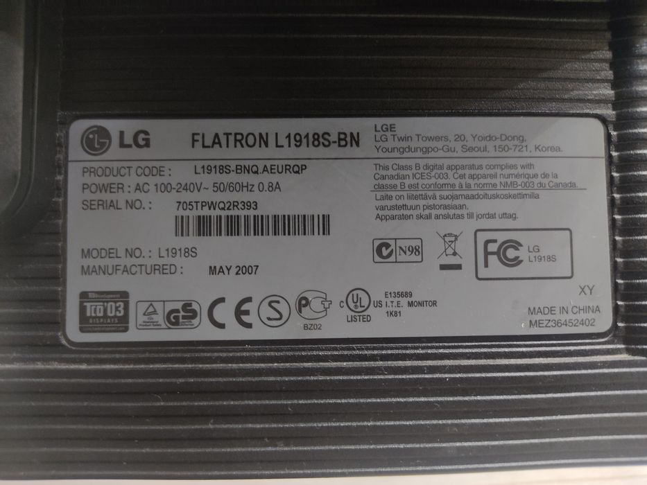 Монитор lg flatron l1918s