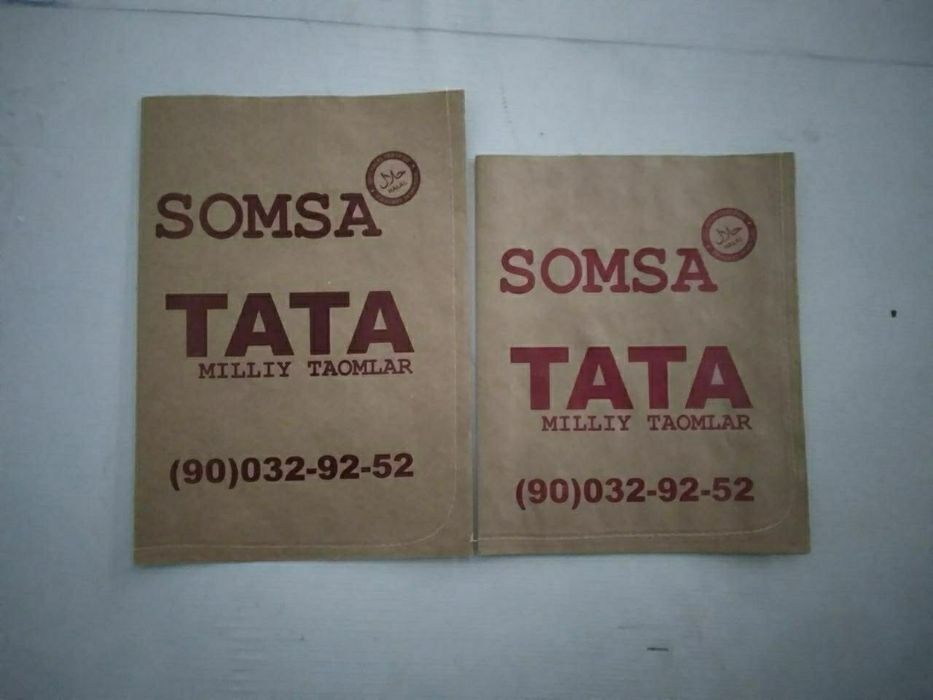 Somsa gumma va boshqa mahsulotlar uchun qogʻoz paketlar
