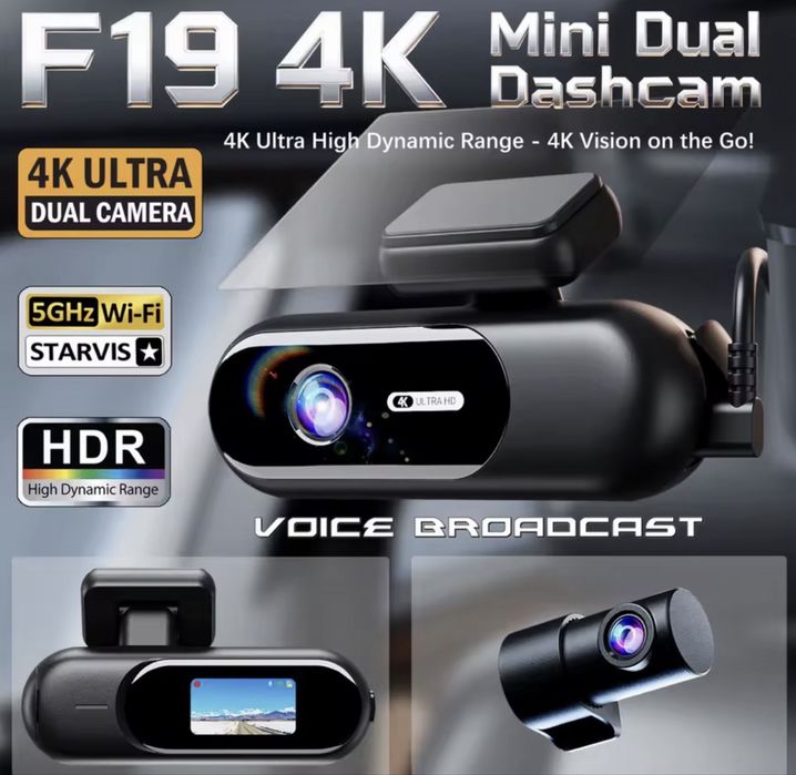 Camera față și spate auto de bord DVR 4K - 3840 x 2160megapixeli