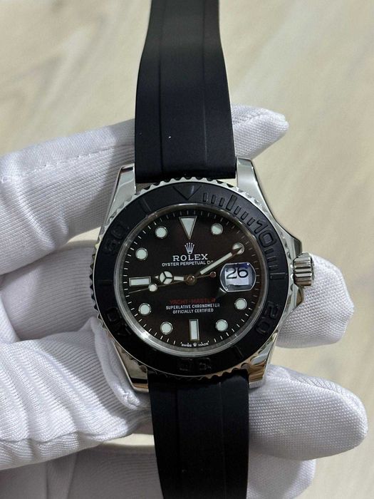 Rolex Yacht Master 40mm Steel Black Dial Oysterflex