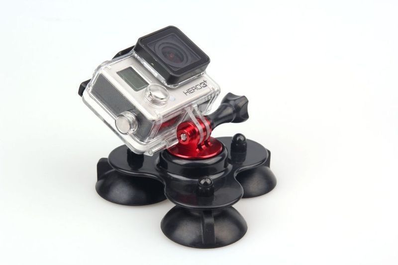 Тройна вакуум стойка за автомобил за GoPro и аналози