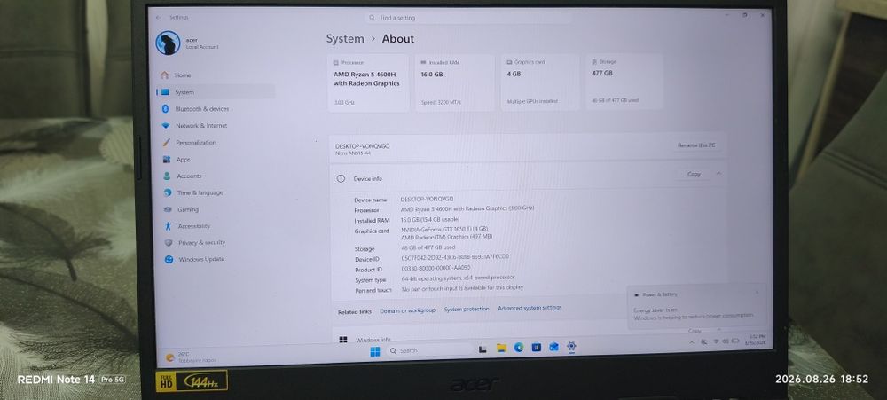 Laptop Acer nitro 5 Gaming