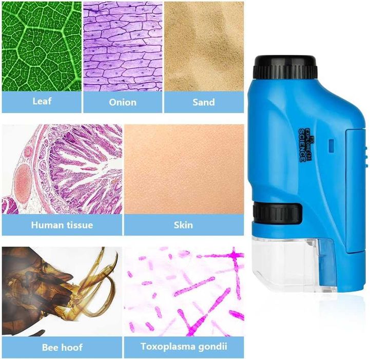 Мини микроскоп OSDUE за деца с LED светлина, асферична система от лещи