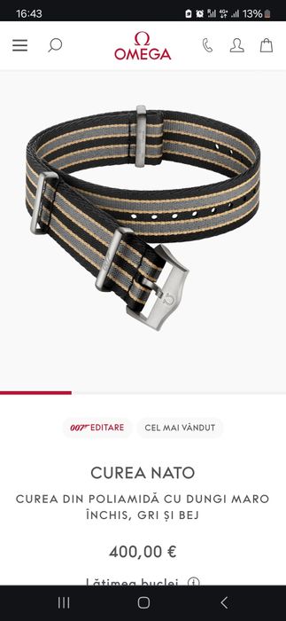 OMEGA 007 EDITIE titanium curea nato