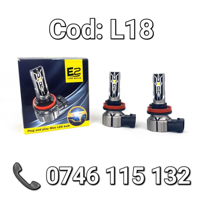 BEC LED H8 H9 H11-20000Lm-6000K-Aluminiu-100W-Multimarca-Slim-Nou-L18