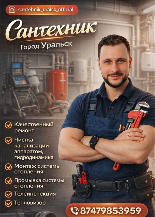 Чистка канализации труб аппаратом Разморозка труб . Уральск