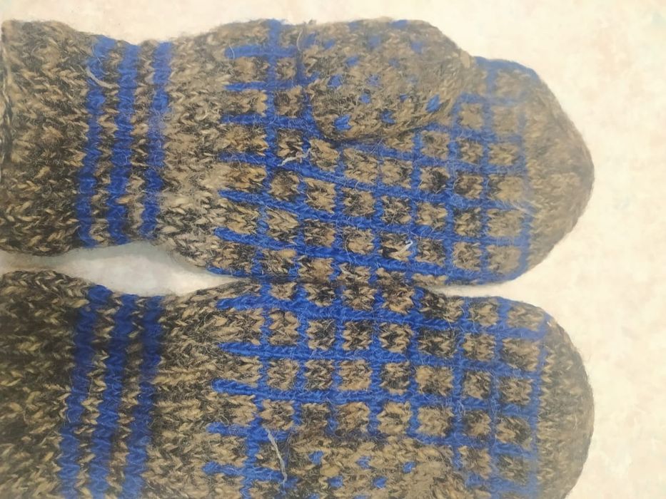 Варежки шерстяные, ручная вязка