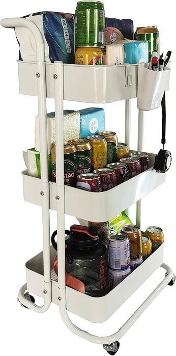 Тележка, 3-х уровневая тележка для хранения, грузоподъемностью 25 кг