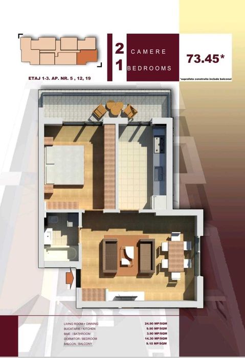 DE VANZARE apartament 2 camere,oras Pantelimon-bloc nou