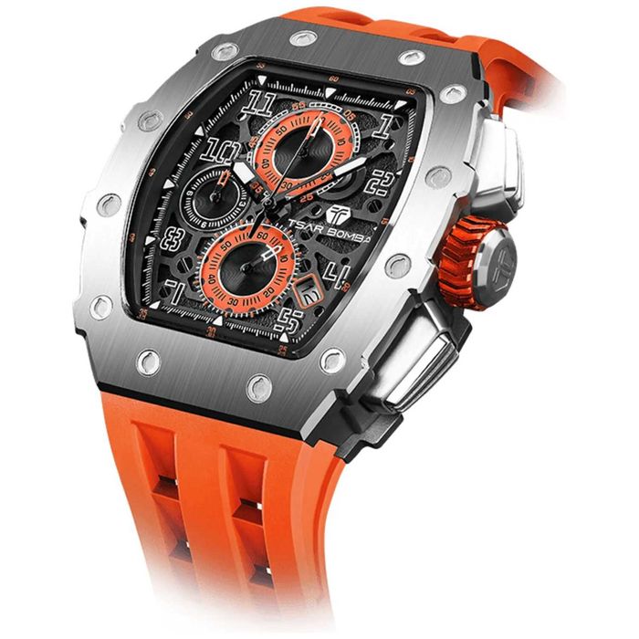Нов часовник TSAR BOMBA T-Series Silver Orange TB8204Q-11 - гаранция
