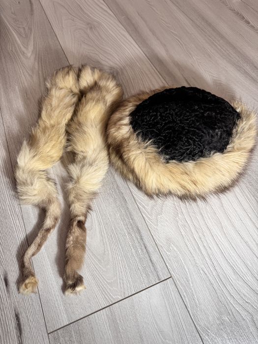 Caciula si guler blana vulpe argintie