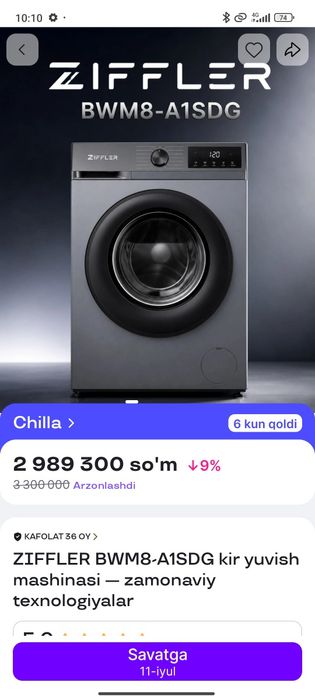 Yangi avtamat kir moshina
