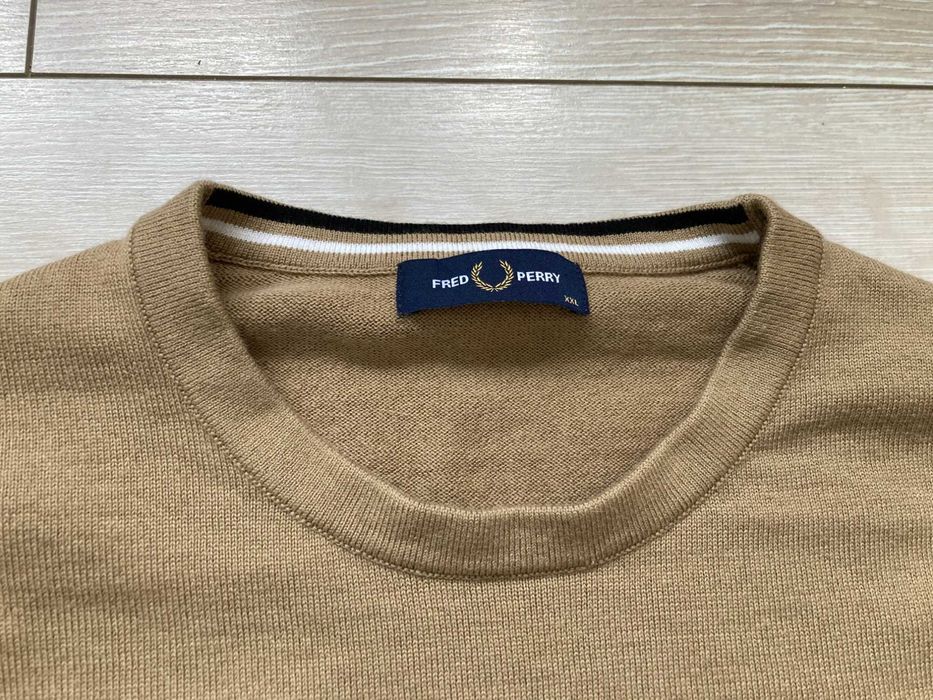 Fred Perry мъжки кафяв пуловер вълна и памук размер XXL