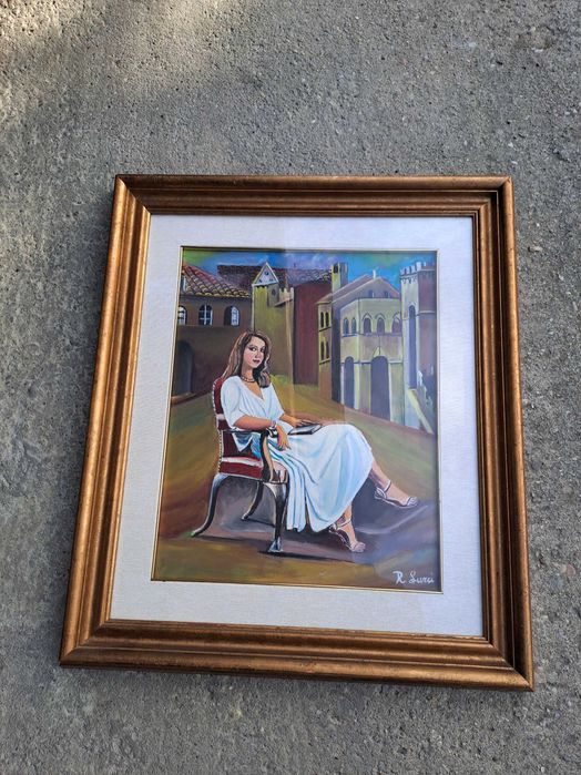 tablou pictura pe panza 72/62 cm semnat