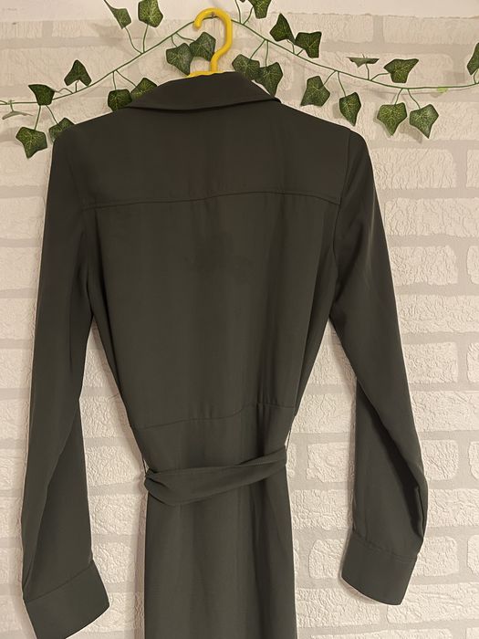 Rochie H&M kaki lungă, cu curea, XS / S