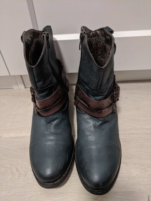 Botine/ciocate piele, culoare  verde Torry măr 39