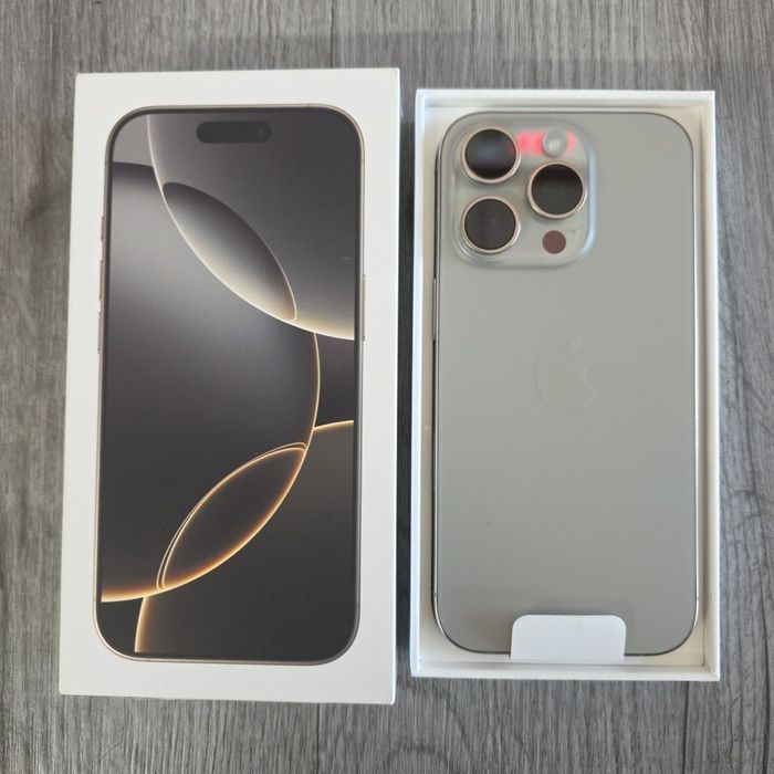 iPhone 16 PRO Natural Titanium + Lake Green MagSafe калъф и зарядно