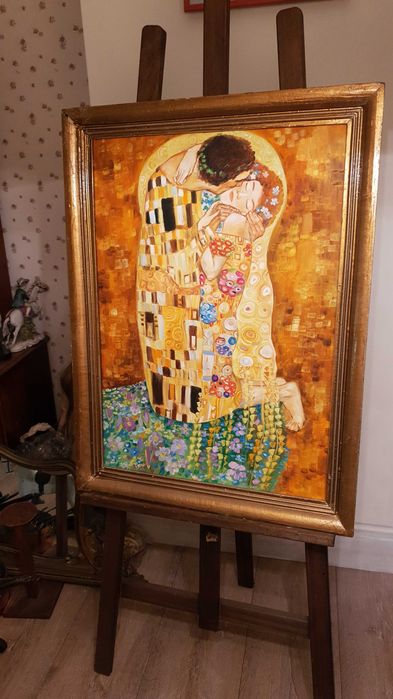 "Целувката" Густав Климт– Масло, Платно, Подпис, 80см/60см, 1969г