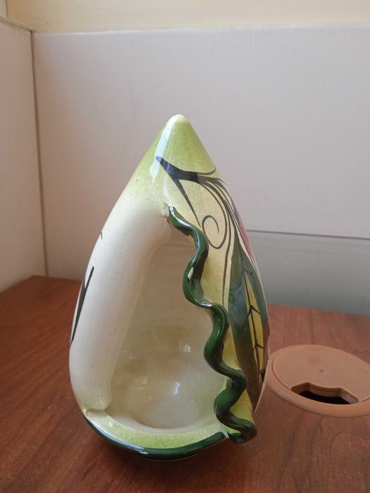 Hand made керамичен свещник ръчно рисуван