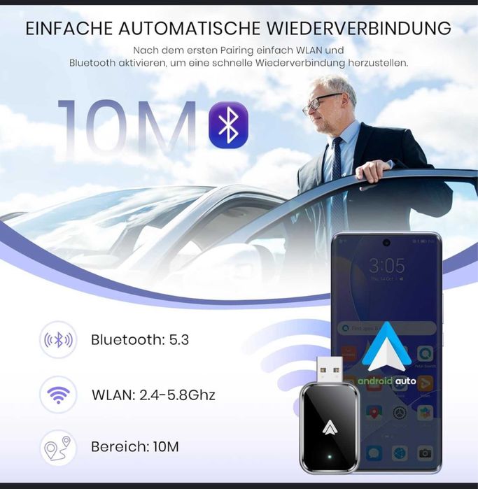 Adaptor auto wireless AIZEO Android / CarPlay iOS iPhone,navigatie