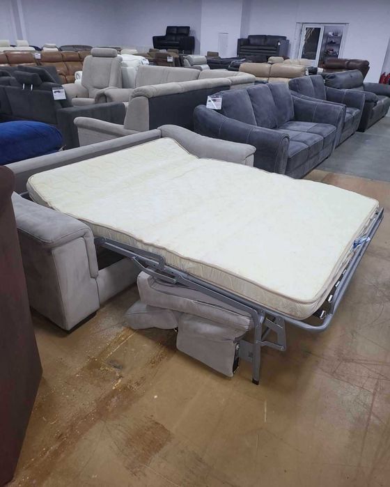 Сив диван от плат тройка с функция сън