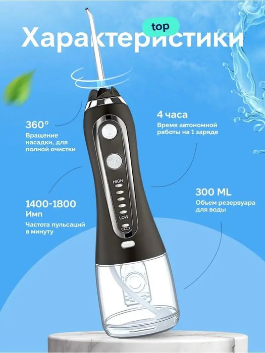 Ирригатор H2Ofloss оригинал для зубов портативный с насадками