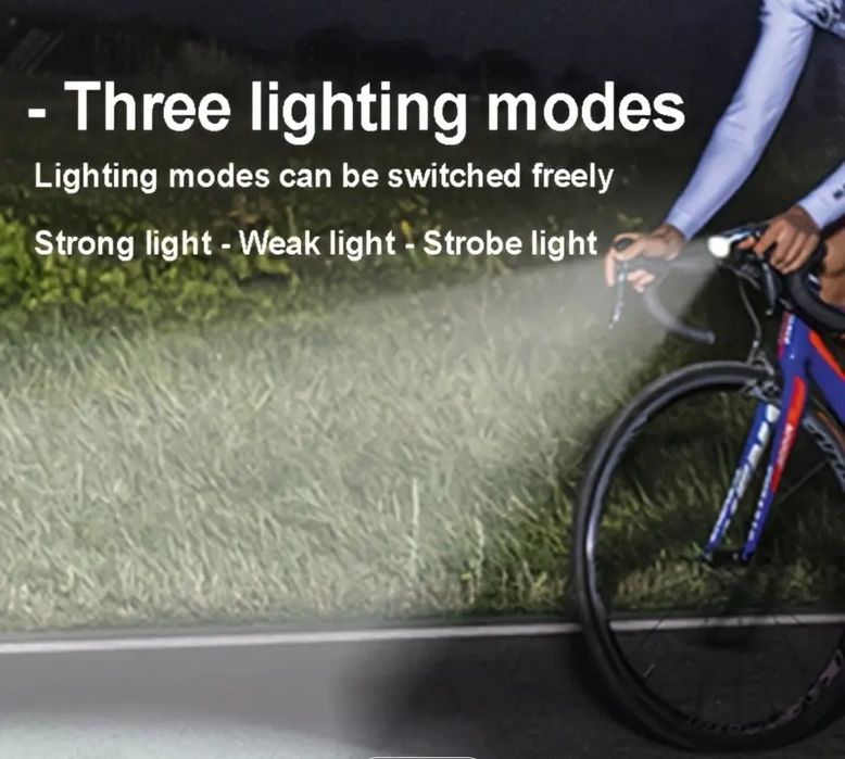 Комплект соларен LED фар с клаксон за велосипед колело  мощна светлина