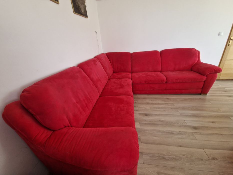 Colțar Extensibil Roșu - 260x260, Ladă Depozitare, Stare bună