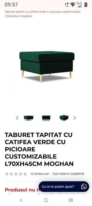 Taburet Moghan catifea verde