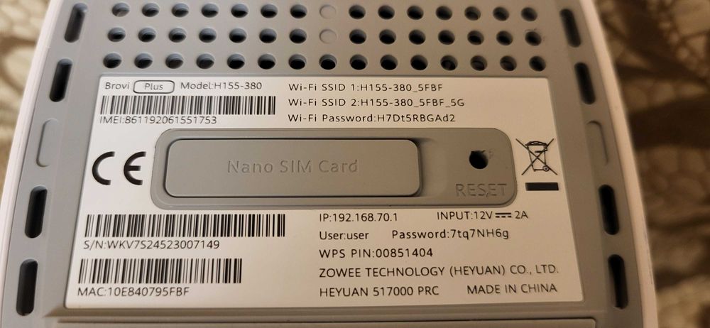 Huawei H155-380 5G Router WiFi 6 fuctional blocat in retea Danemarca