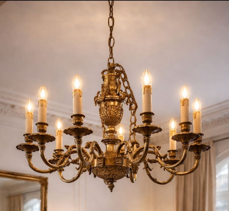 Boem candelabru de dimensiuni impresionante din bronz masiv in stil fr