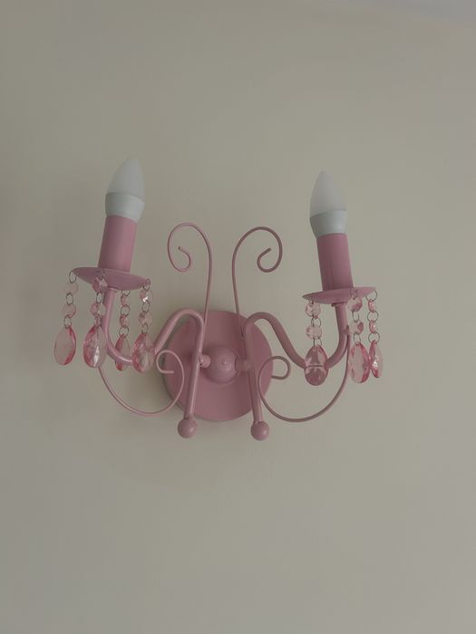 Стенна лампа/ аплик розов