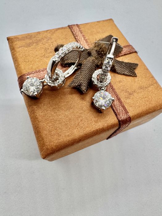 Сребърни обеци с мойсанит (Диамант) 0.5 карата