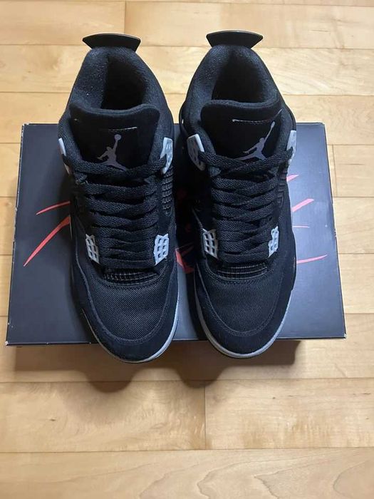 Sneakers Jordan4 Black Canvas cu eticheta (nu Nike, Gucci, Adidas, Balenciaga)