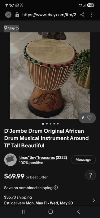 Tarabana trafitionala  Djembe africana