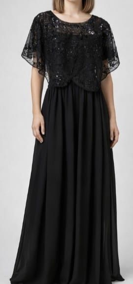 Черное вечернее  платье с накидкой