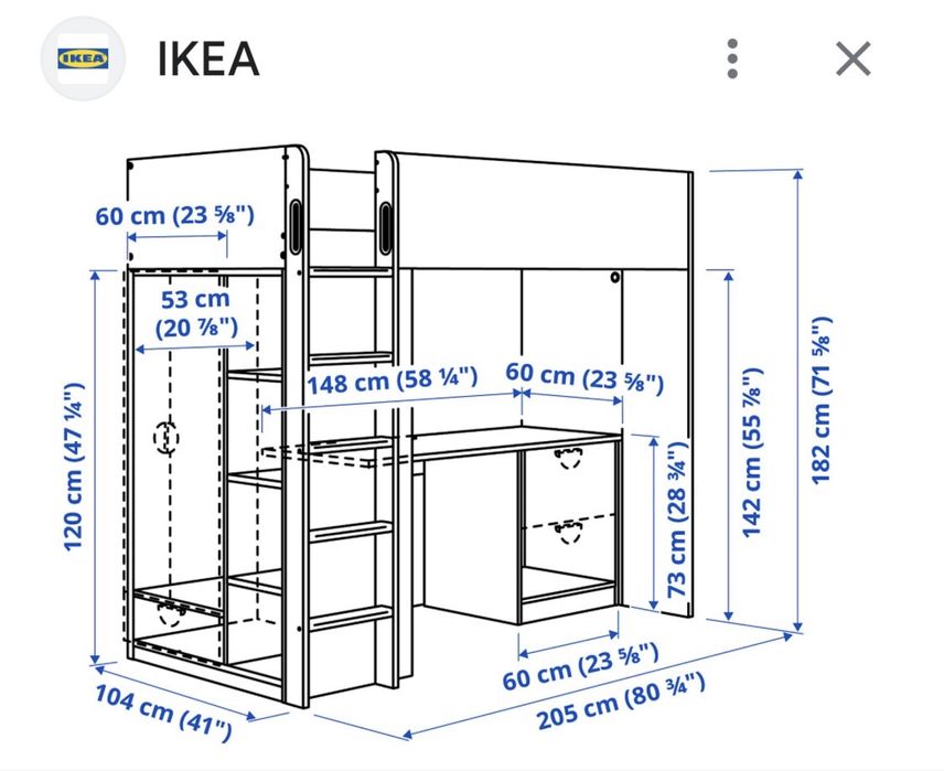 Кровать-чердак ikea б/у. В отличном состоянии.