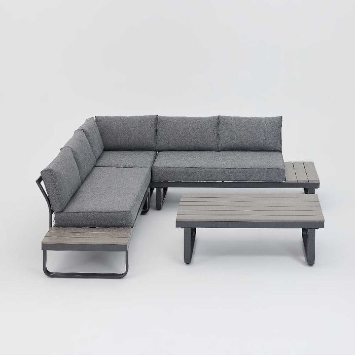 Set de colțar terasa Happy Home HGS53-GRA, 4 piese, cu perne de șezut gri
