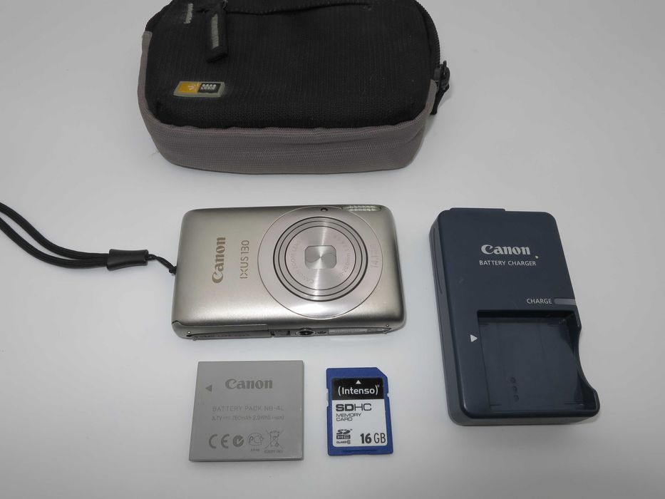Canon IXUS 130 ултра компактен цифров фотоапарат, дигитална камера в сребърен цвят, 14MP, отлично състояние, пълен комплект, работи перфектно!