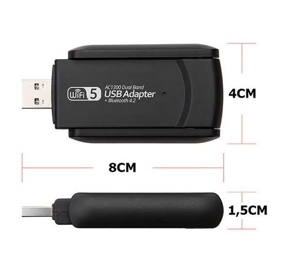 Високоскоростен Wi-Fi приемник с две антени 5G 866mbp USB адаптер